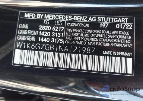 2022 Mercedes-Benz S 580 4Matic из США, поврежденный, VIN W1K6G7GB1NA121987